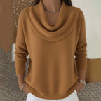 Pull Femme en Tricot à Col Bénitier & Manches Longues 12 Couleurs Unie - Idéal Automne/Hiver