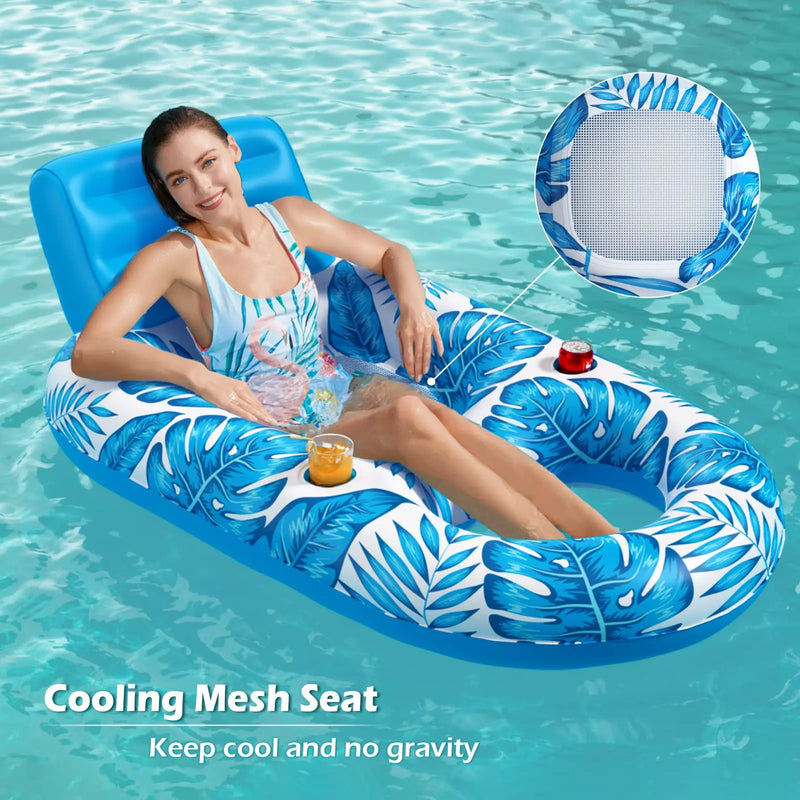 Matelas de Piscine Gonflable avec Dossier & Porte-Gobelets