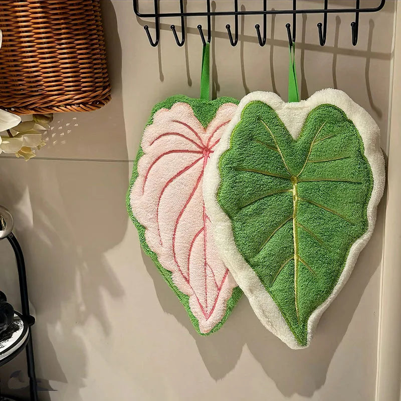 Leafy - Serviette à Main en Microfibre Absorbante en forme de Feuille