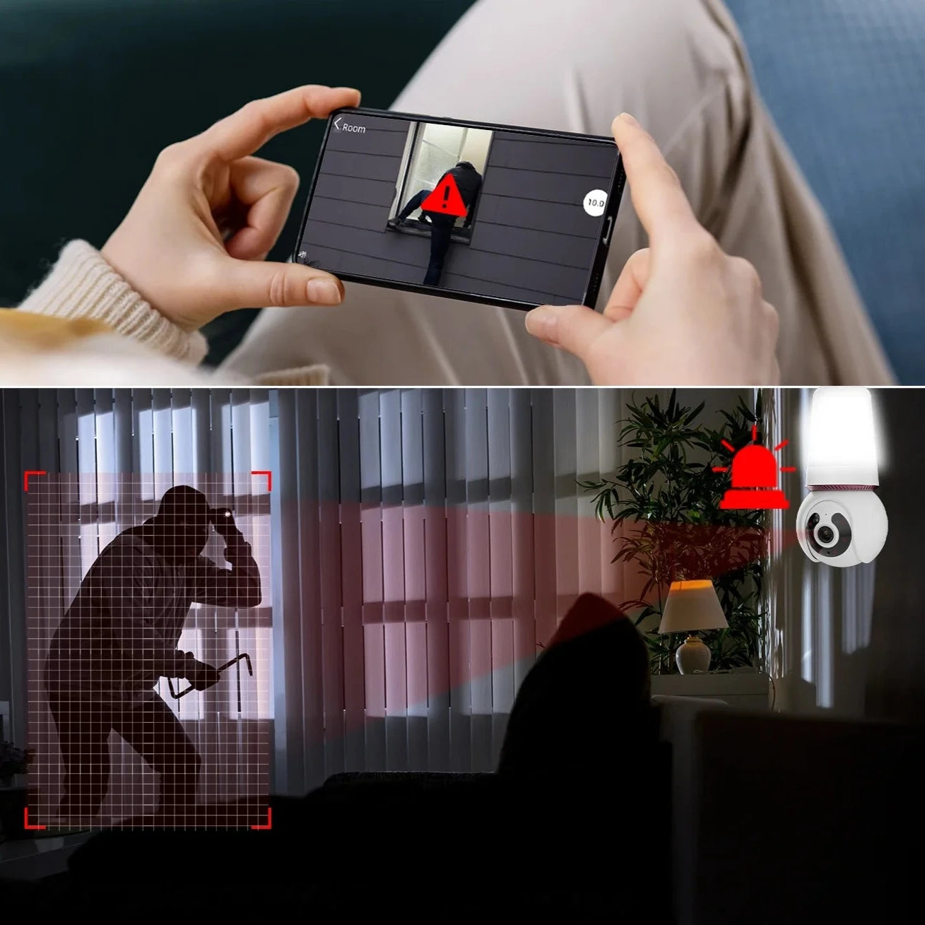 Caméra Ampoule ULTRA HD 5MP 2 en 1 avec Lumière Bulbe intégrée