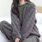 Ensemble Cocooning 2PCS en flanelle - Effet torsadé