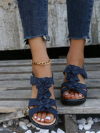 Floral wedge sandals