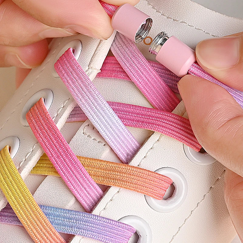 Lacets de chaussures élastiques sans laçage à paillettes