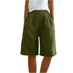 Short Long Femme Coton & Lin Taille Élastique