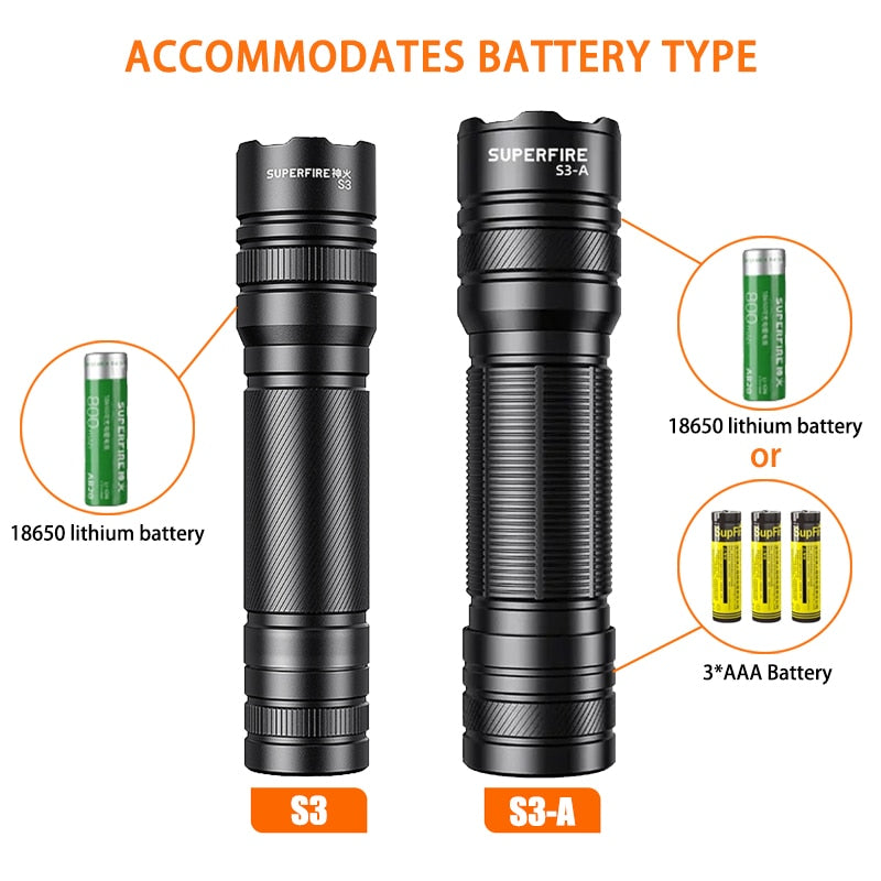 SUPERFIRE - Mini lampe torche puissante et étanche