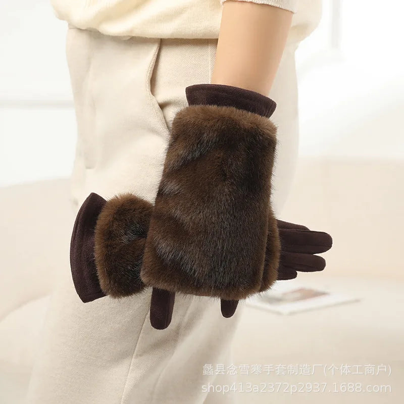 Gants en Daim & Fausse Fourrure Élégants & Chauds