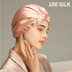 Bonnet de nuit en soie de mûrier pur pour femme