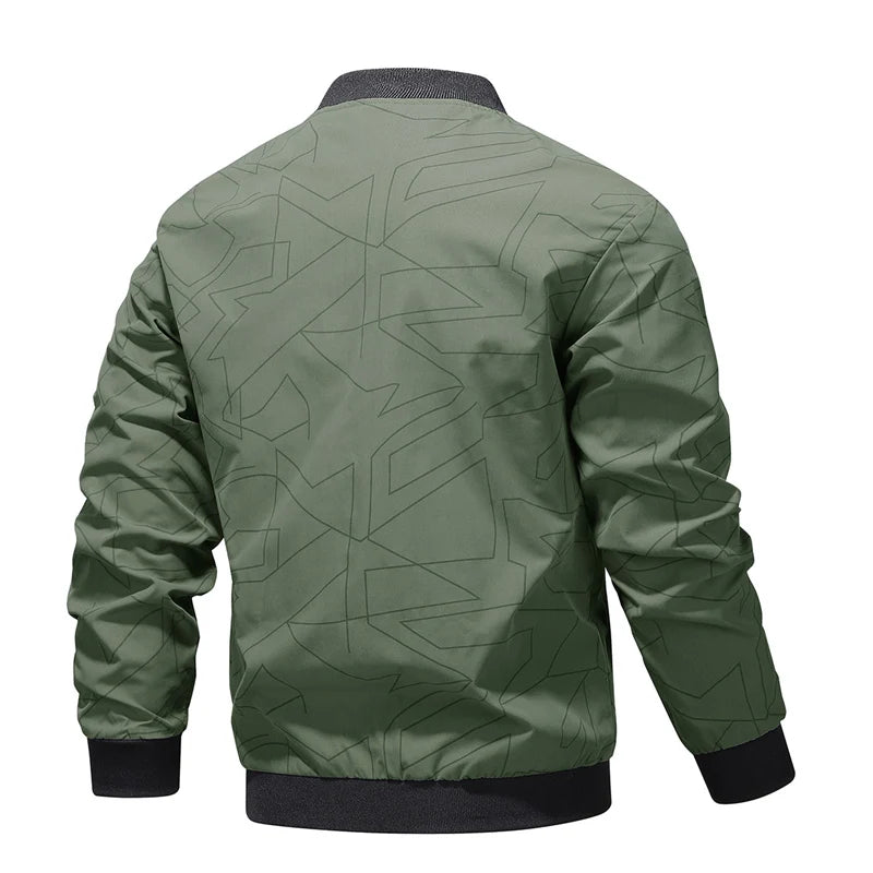 Veste Bomber Légère Mi-Saison à Motifs Géométriques - Homme