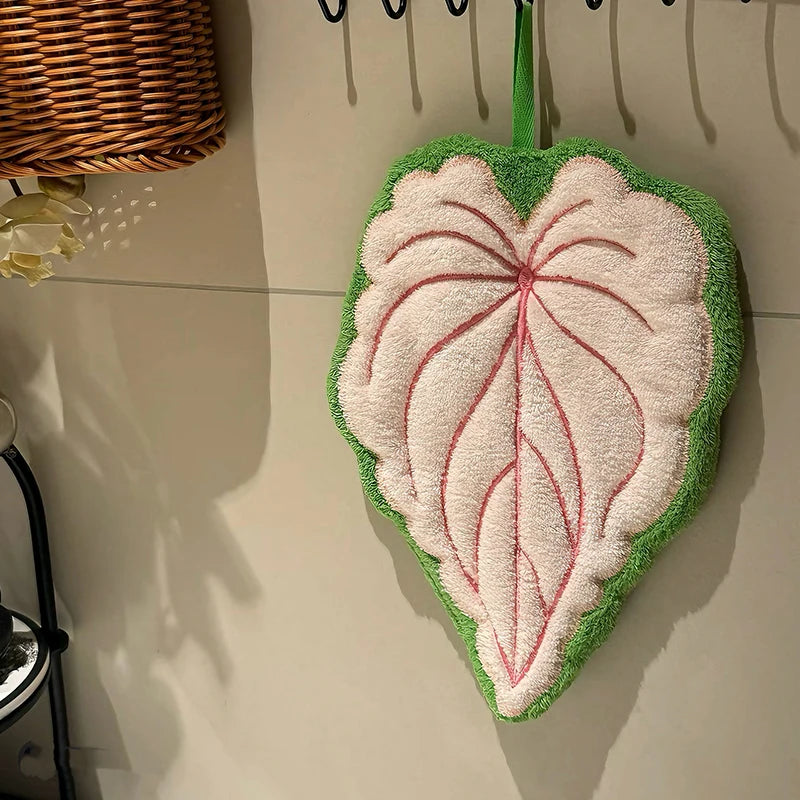 Leafy - Serviette à Main en Microfibre Absorbante en forme de Feuille