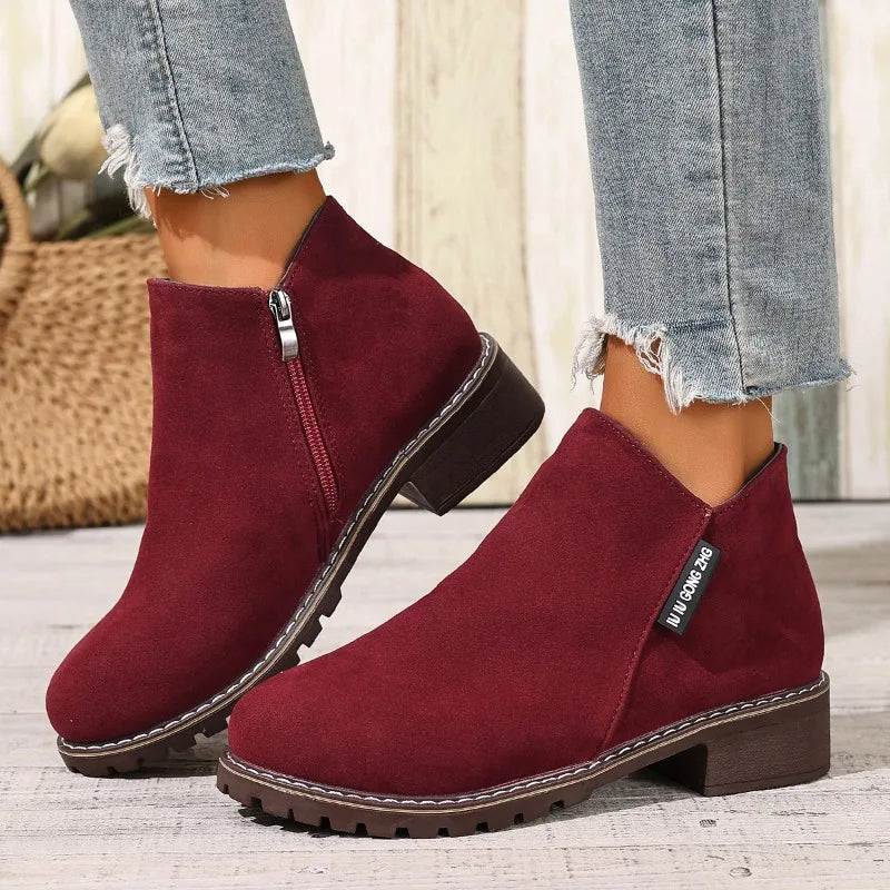 Bottines Femme à Talon Épais et Plateforme – Fermeture Éclair Latérale, Confortables et Élégantes – Automne/Hiver