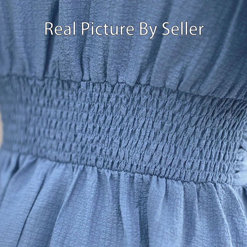 Robe longue Infroissable Col V à Taille Cintrée