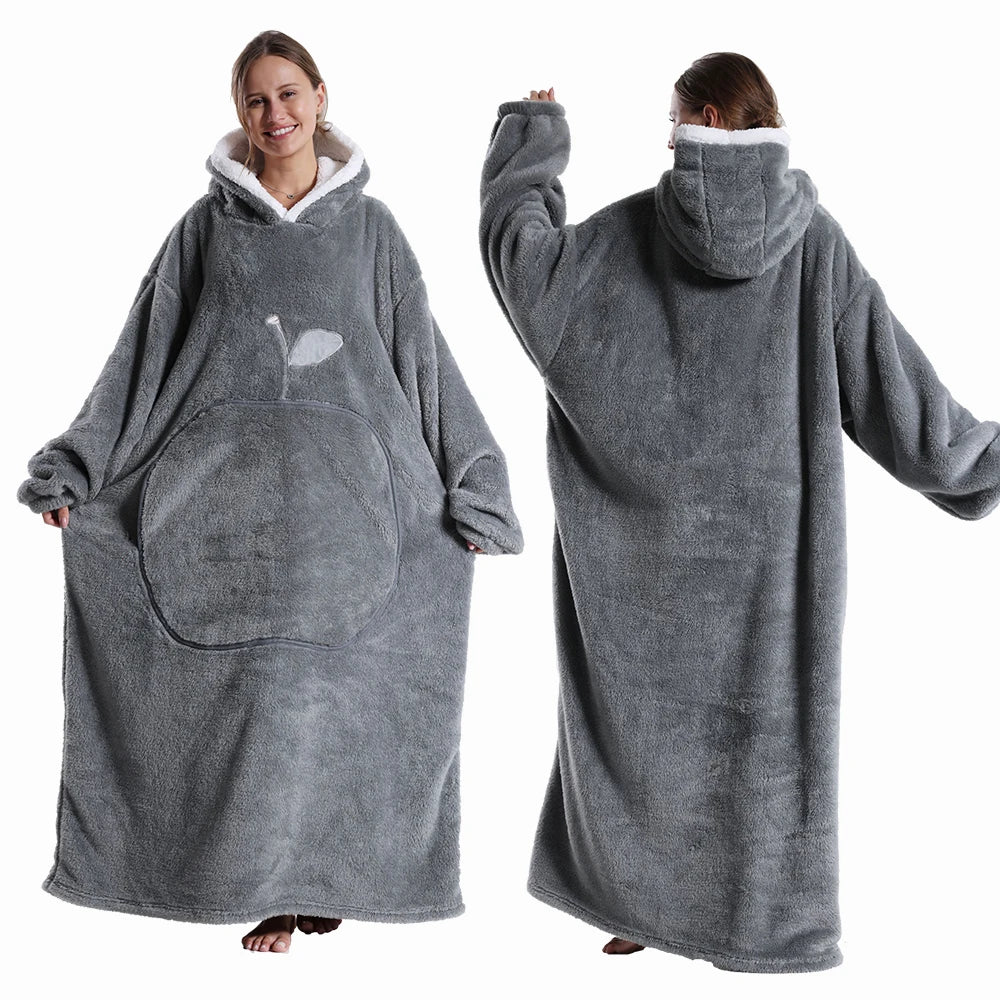 Sudadera de Manta Cálida y Larga con Capucha