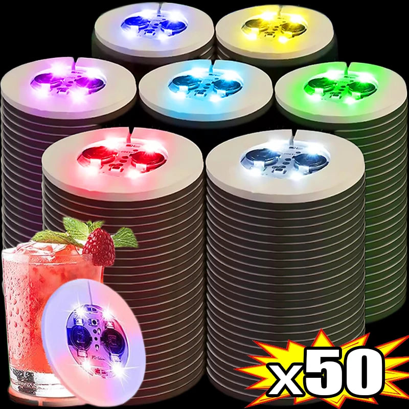 Sous-verres lumineux LED alimentés par batterie