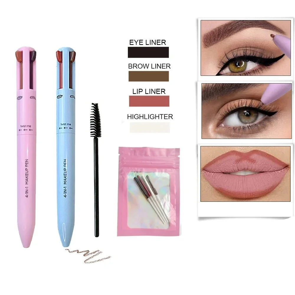 Stylo à maquillage 4 en 1 : sourcils, eye liner, lèvres et highlighter - 1 OFFERT