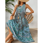 Robe Longue à Motif Ethnique Fluide & Légère