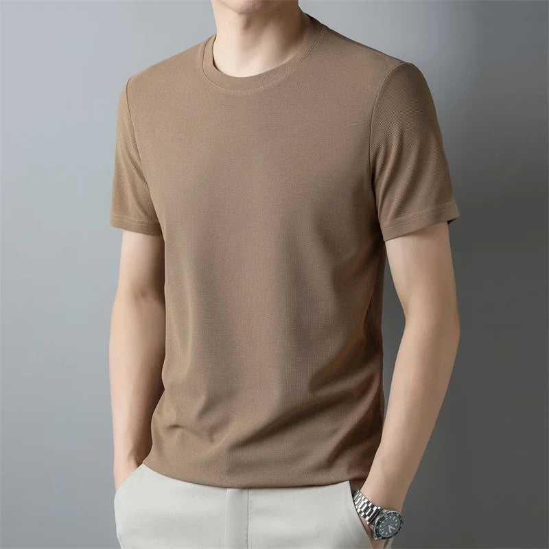 Men's Breathable Waffle Knit Crew Neck T-Shirt