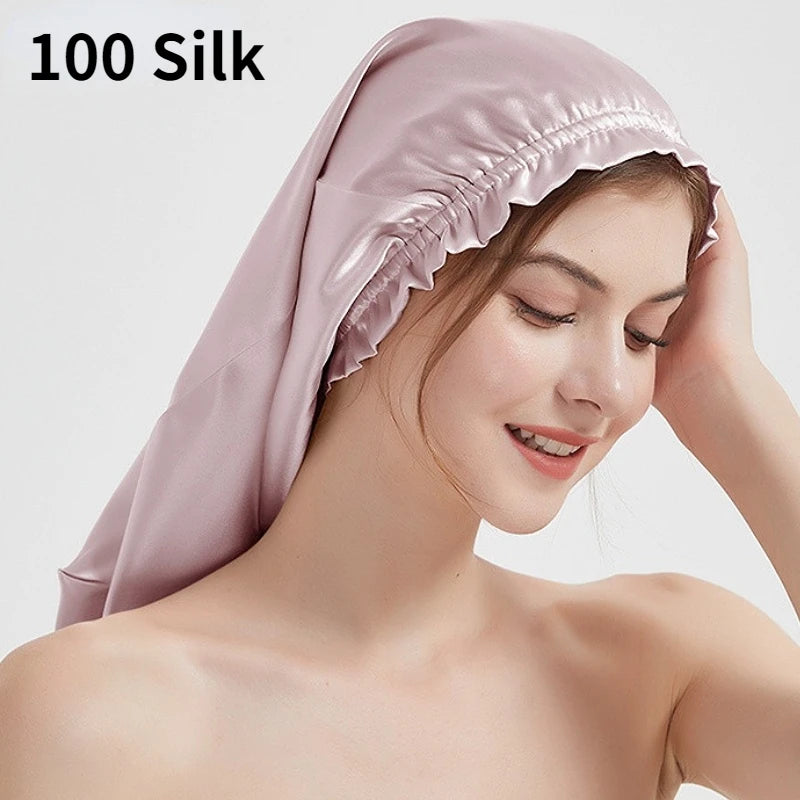 Bonnet de Nuit en Soie de Mûrier pour Cheveux Longs