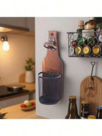 Décapsuleur Mural en Bois avec Récupérateur de Capsules - Pour Bar, Cuisine et Extérieur