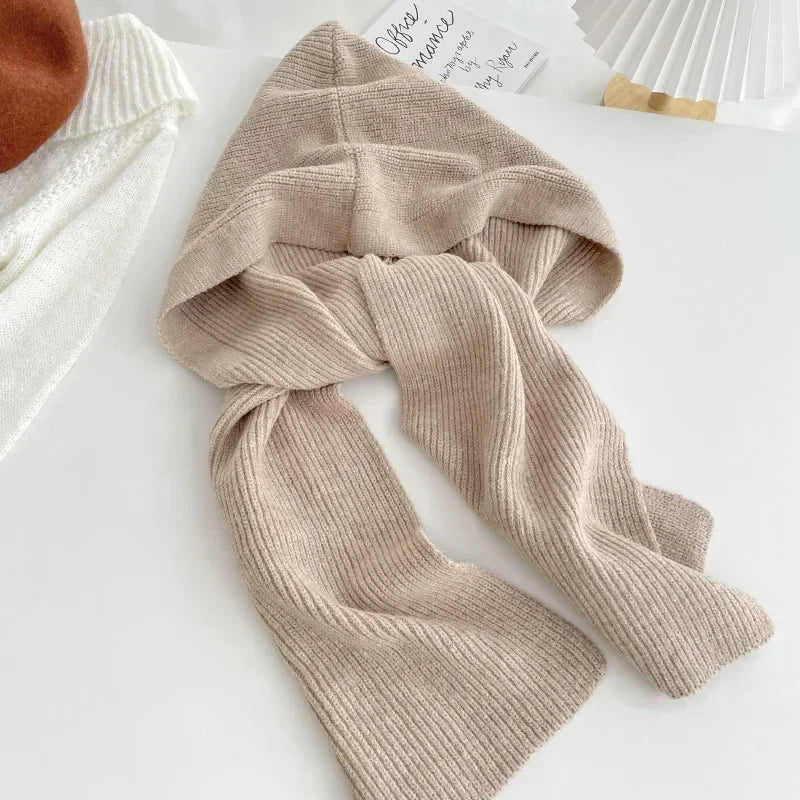 Capuche écharpe grise en polaire | Chapeau hiver pour femme Capuche écharpe grise en polaire | Chapeau hiver pour femme