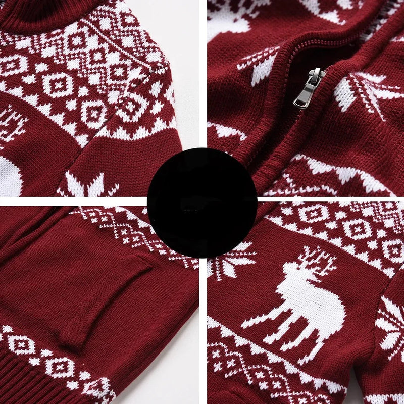 Cardigan de Noël en tricot à Zip pour homme