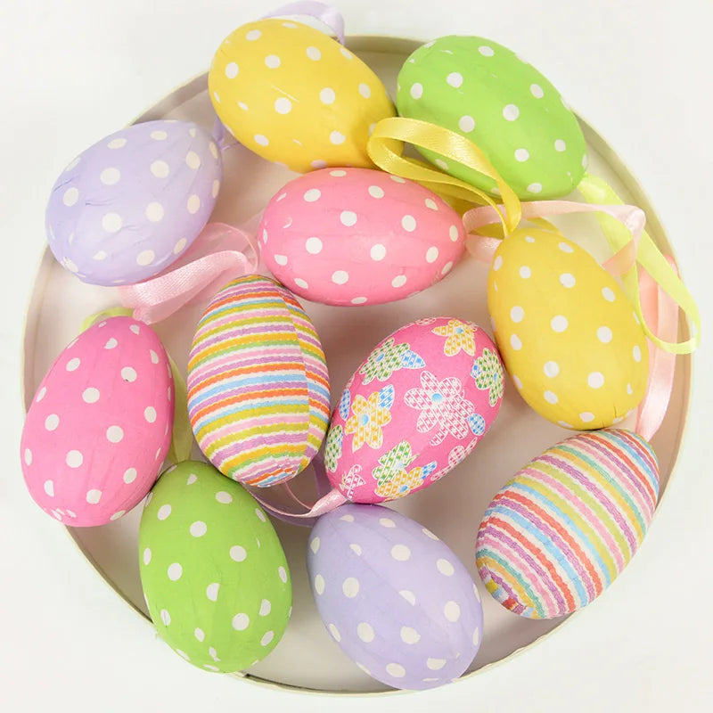 Lot de 12 Oeufs de Pâques Décoratifs à Suspendre