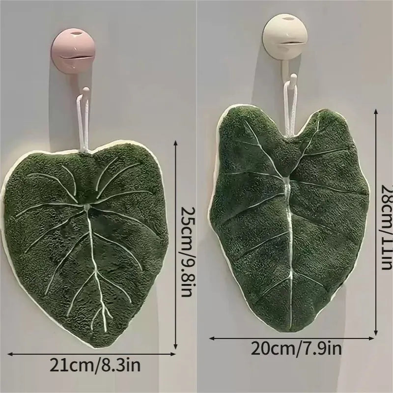 Leafy - Serviette à Main en Microfibre Absorbante en forme de Feuille