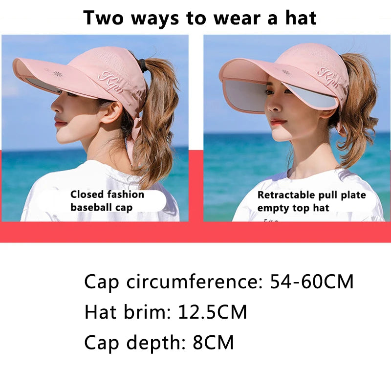 Casquette de baseball respirantes à visières latérales rétractables pour femme