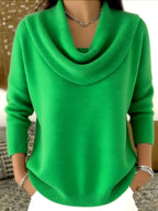 Pull Femme en Tricot à Col Bénitier & Manches Longues 12 Couleurs Unie - Idéal Automne/Hiver