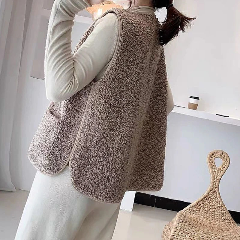 Gilet En Molleton Polaire Doux Sans Manche