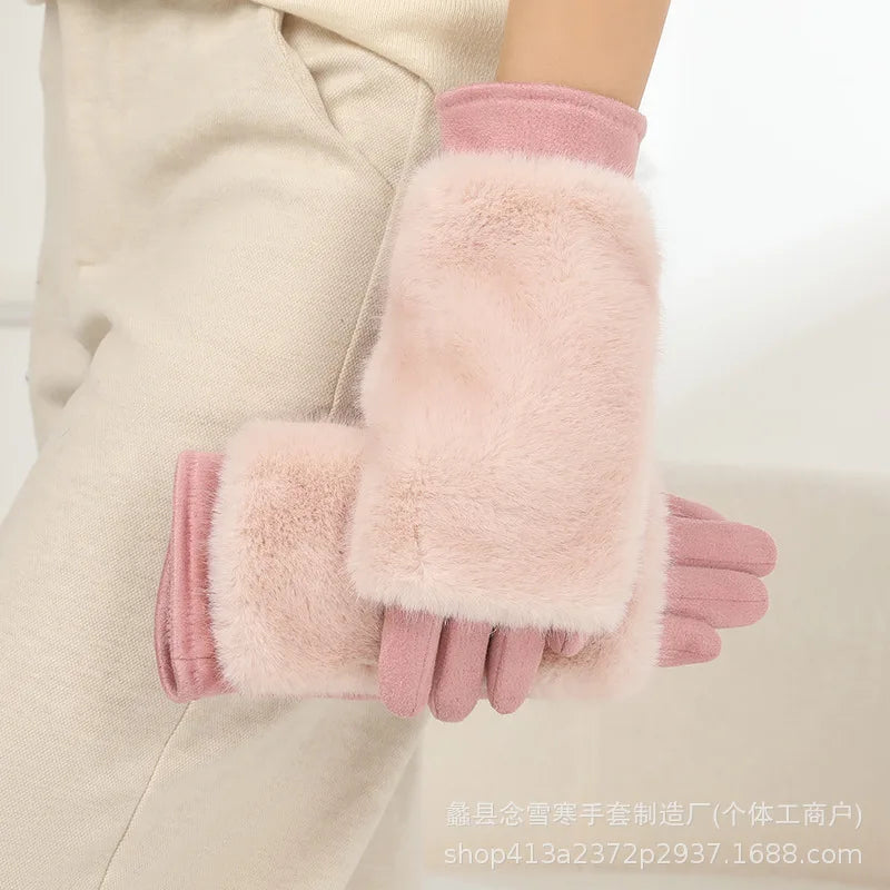 Gants en Daim & Fausse Fourrure Élégants & Chauds