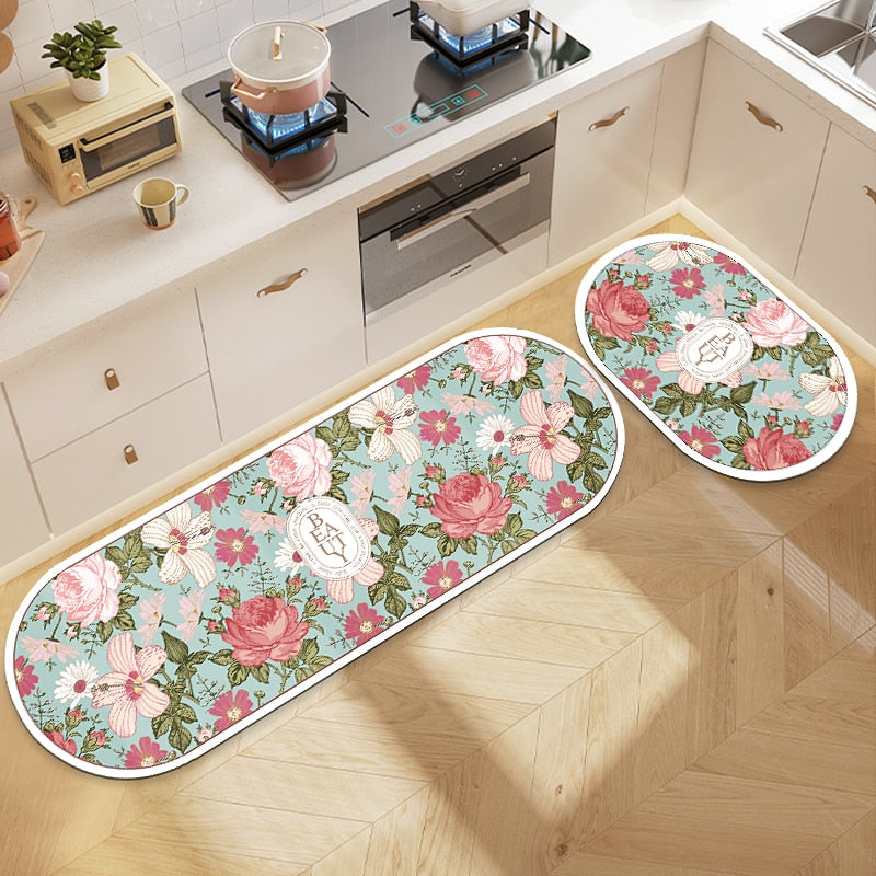 BOTANIC - Tapis de cuisine floral antidérapant