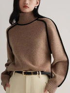 Pulls à col roulé surpiqué noir pour femme