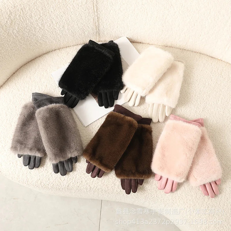 Gants en Daim & Fausse Fourrure Élégants & Chauds