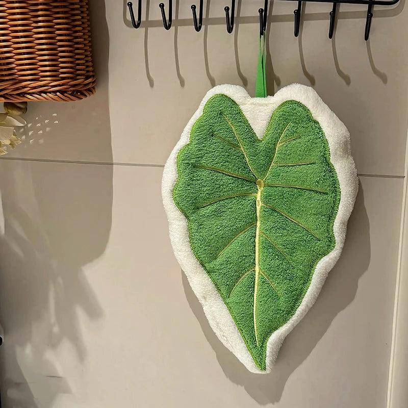 Leafy - Serviette à Main en Microfibre Absorbante en forme de Feuille
