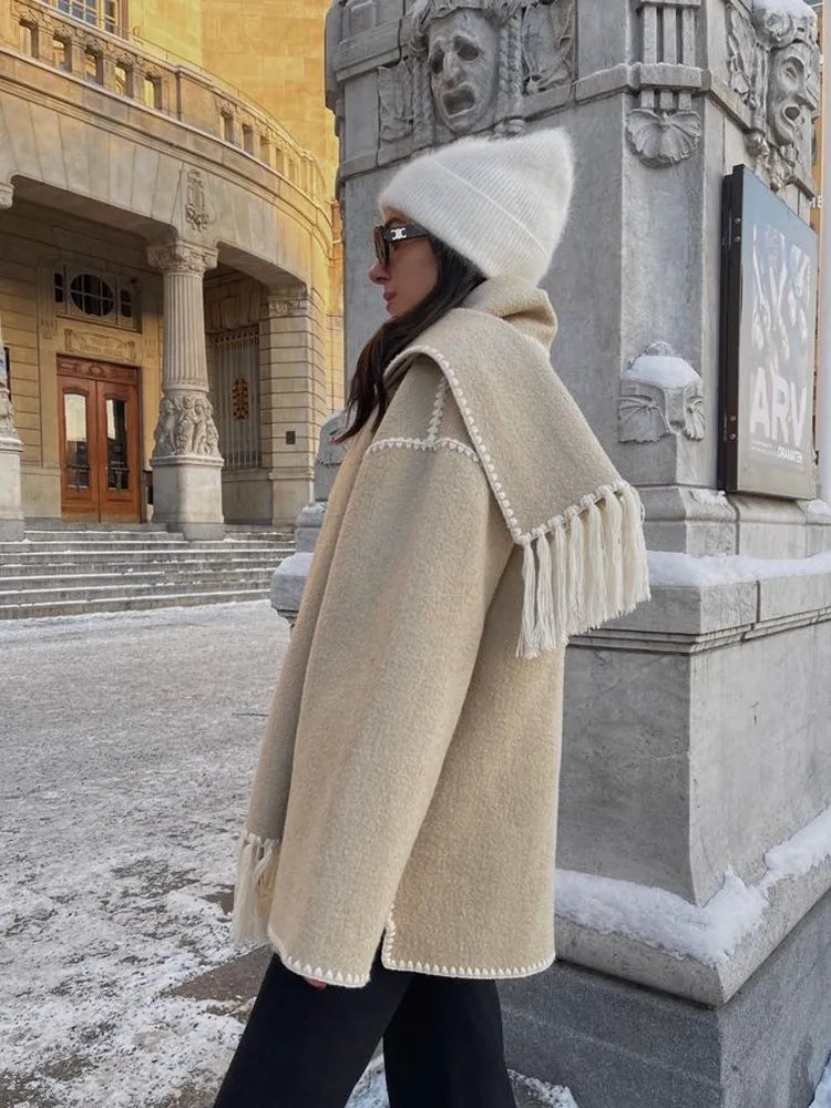 Manteau Écharpe Avec Touche de Tassel