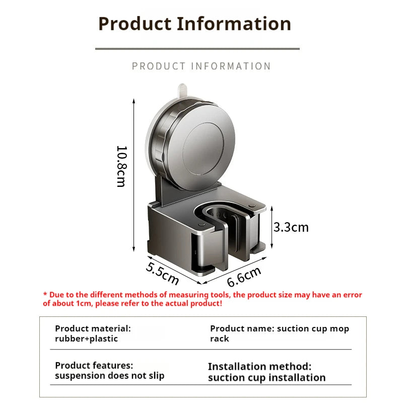 2x Support Balai & Vadrouille Mural – Fixation Ventouse