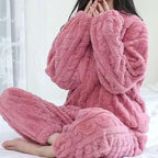 Ensemble Cocooning 2PCS en flanelle - Effet torsadé