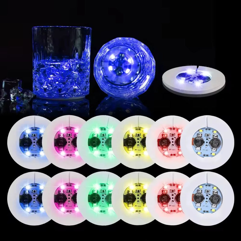 Sous-verres lumineux LED alimentés par batterie