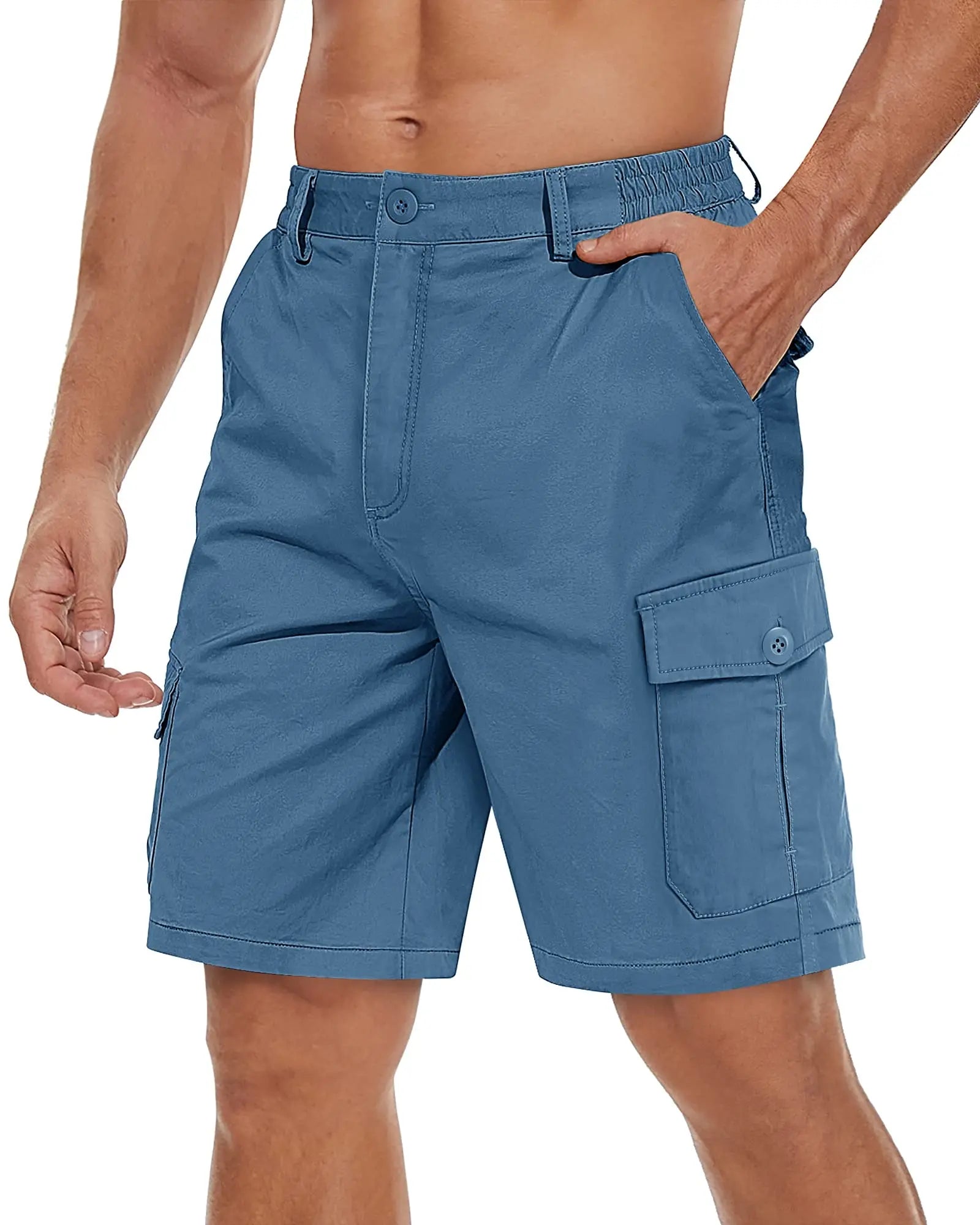 Short cargo para hombre, multibolsillos, cómodo, para verano