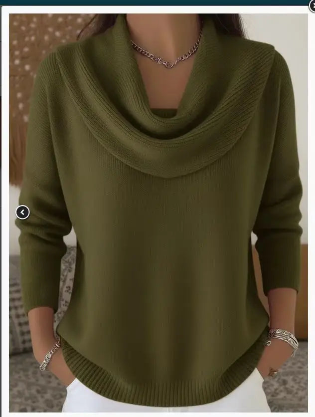Pull Femme en Tricot à Col Bénitier & Manches Longues 12 Couleurs Unie - Idéal Automne/Hiver