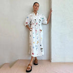 Robe Chemise imprimée à lacet pour femme