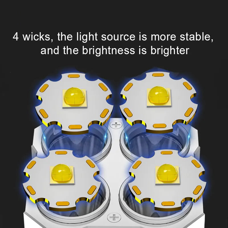 Lampe torche 4 LED ULTRA puissantes COB