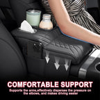 Coussin d’Accoudoir Central Voiture Multifonction – Rembourré avec Porte-Gobelet, Porte-Mouchoirs & Poches de Rangement