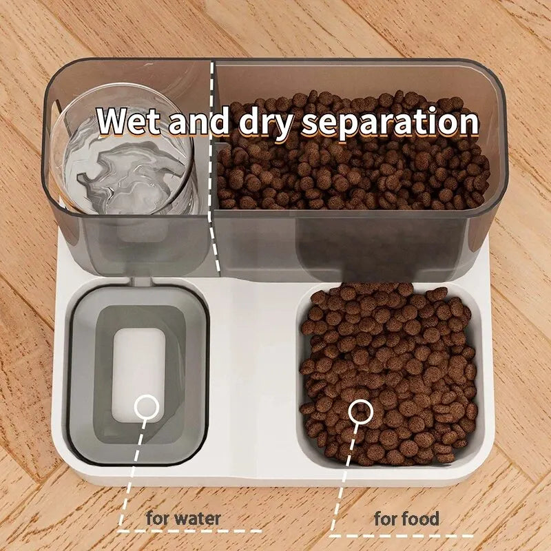 Distributeur automatique d'eau et de croquettes 2 en 1 pour animaux