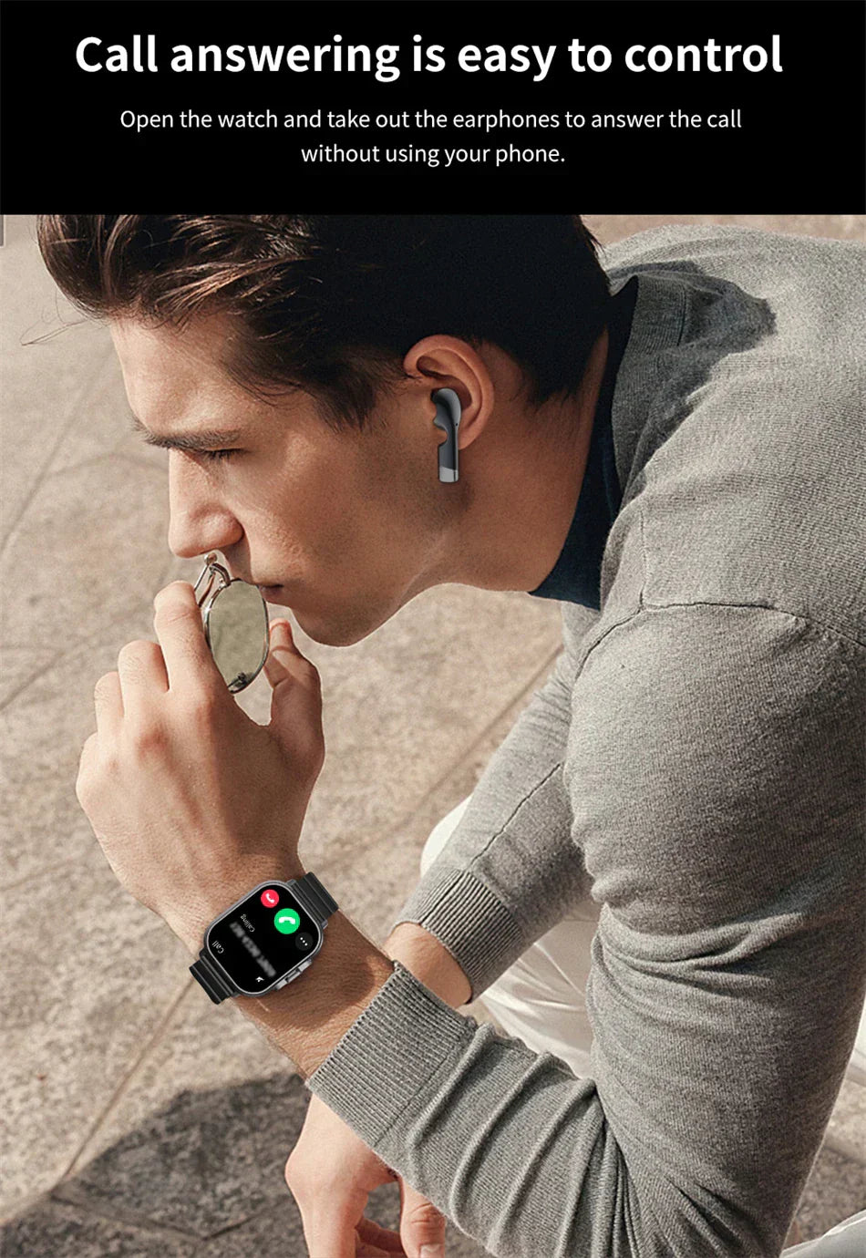 Montre intelligente connectée 2 en 1 avec écouteurs + Bracelet OFFERT