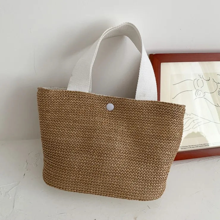 Mini Sac Fourre-tout d'été en Paille