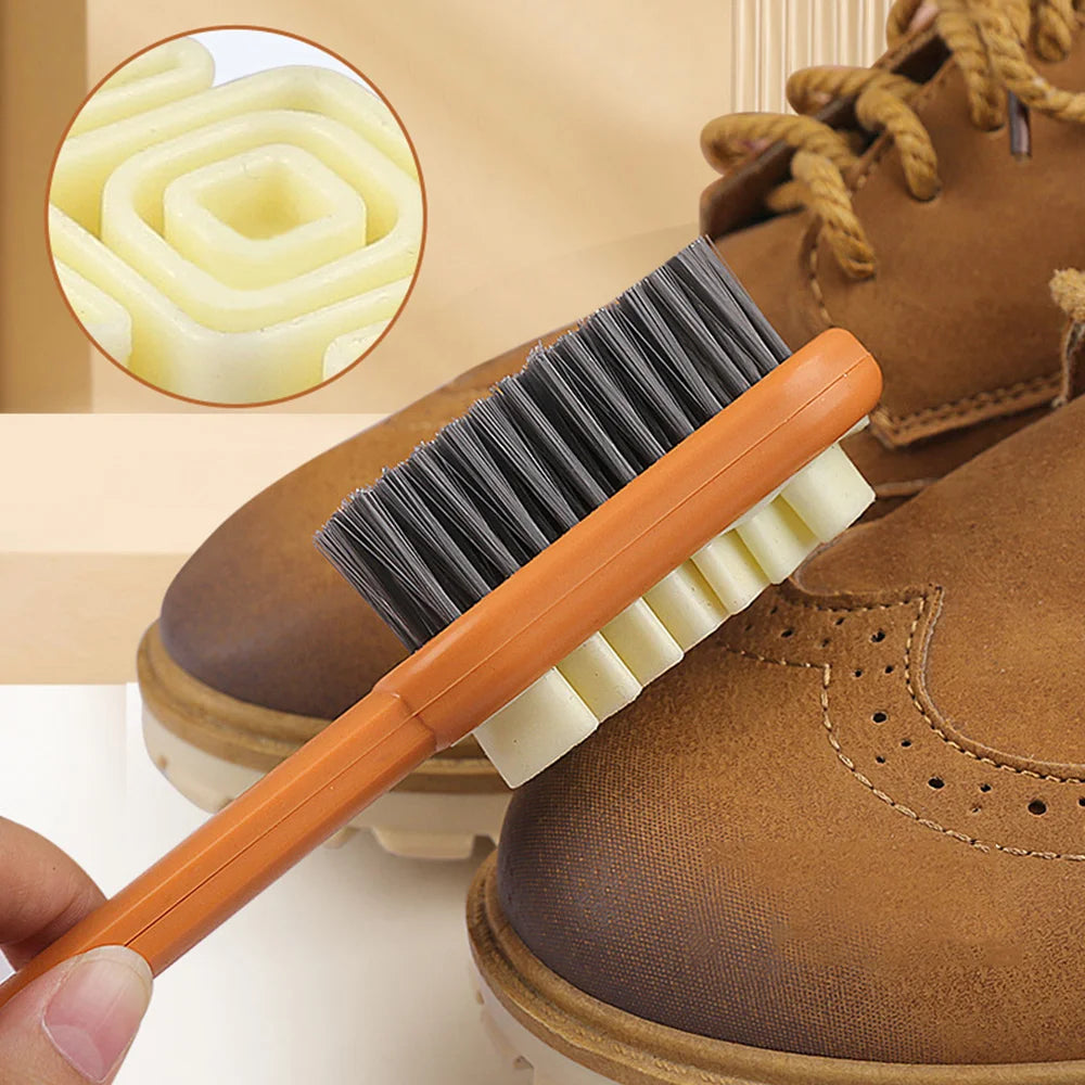 Brosse 2 en 1 pour Nettoyage de Chaussures Cuir & Daim - Crochet OFFERT
