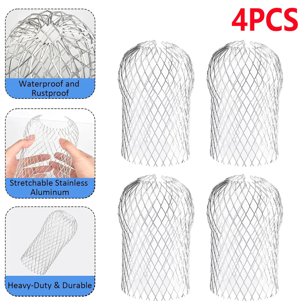 Lot de 4 Filtres à Feuilles en Aluminium pour Gouttière