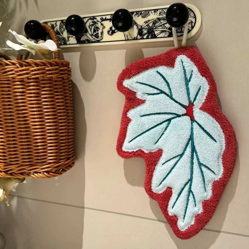 Leafy - Serviette à Main en Microfibre Absorbante en forme de Feuille