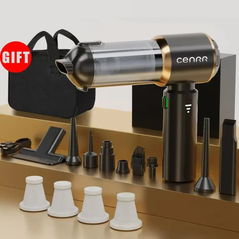 Aspirateur à Main Sans Fil avec Lumière Anti-Poussière - 4 Filtres + Pochette OFFERTS